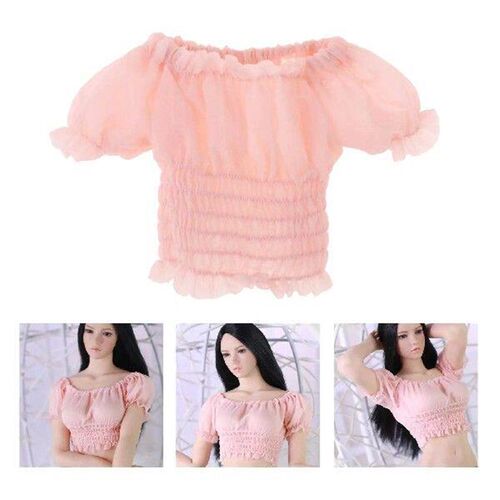 Handmade 1/6 Scale Puff Sleeve Top Tight Clothes Model Fit