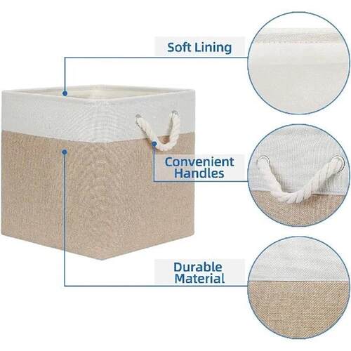 Cotton Linen Fabric Storage Box Cube Storage Bins Cloth