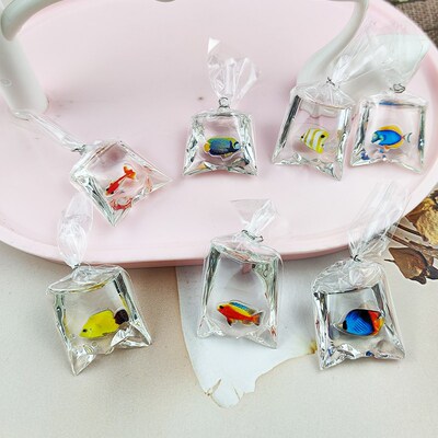 10pcs Coral Fish bag Resin Charms Ocean Transparent Small Fi