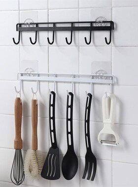 kitchen hook non-trace glue six hooks wall hanging steel