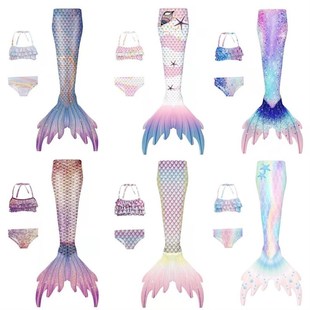Girls Kids Mermaid Tail Bikini Set Swimsuit Swimming Costume