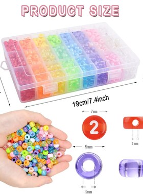 2400pcs Acrylic Pony Kandi Beads Kit Large Hole Hair Beads