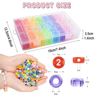 2400pcs Acrylic Pony Kandi Beads Kit Large Hole Hair Beads
