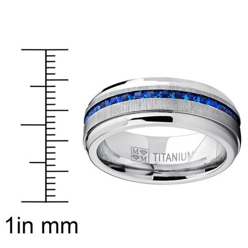 Fashion Stainless Steel Ring 8mm Titanium Steel Ring Sapphir