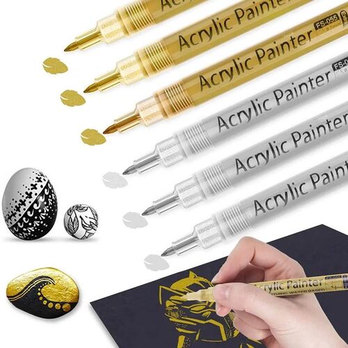 3Pcs/set Acrylic Markers Paint Pen Black/White/Gold/Silver f