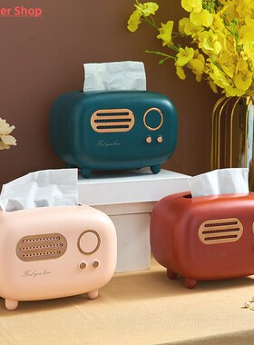Retro Radio Model Tissue Box Desktop Paper Holder Vintage Di