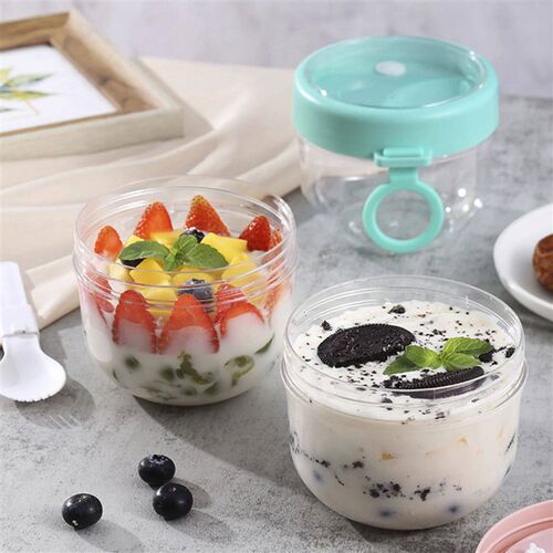 3pcs Overnight Oat Container With Lid And Foldable Spoon 600