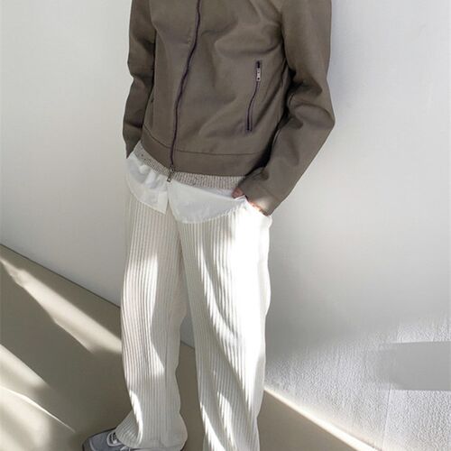 Mens trousers take off casual pants loose solid color cordu