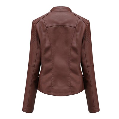 women's leather coat short jacket slim leather coat皮衣