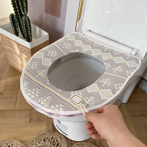 Soft Toilet Seat Cover Bri Time Cotton Gauze Waterproof Zipp