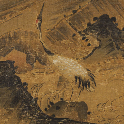 南宋马远竹鹤图国画山水画微喷复制书房客厅书房玄关装饰卷轴挂画