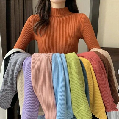 Jocoo Jolee 2023 Autumn Basic Bottoming Sweater Top Women Ri