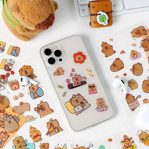 6Sheets/pack Cute Cartoon Capybara ers Transparent Waterproo