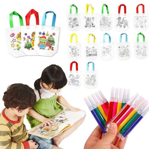 DIY Handmade Non-Woven Graffiti Bag Children Painting Eco-fr