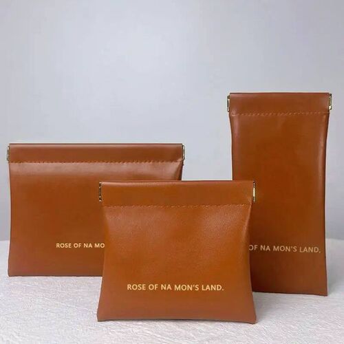 Travel Makeup Bag PU Leather Self-Closing Makeup Pouch Porta