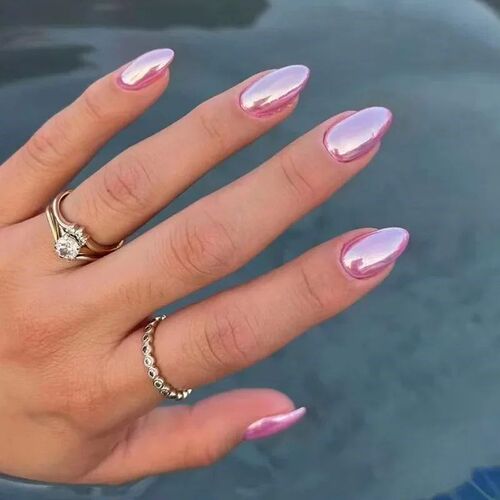 24Pcs Simple Wine Red Fake Nail with Glue Mid-length Almond