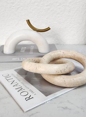 现代极简几何摆件家居软装样板房售楼处酒店客厅玄关装饰品摆件