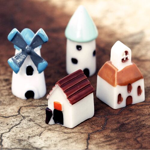 4 Style Artificial Mini Miniature Resin House Craft Ornament
