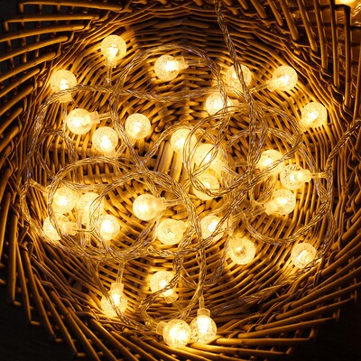 led fairy lights string bubble ball battery power waterproof