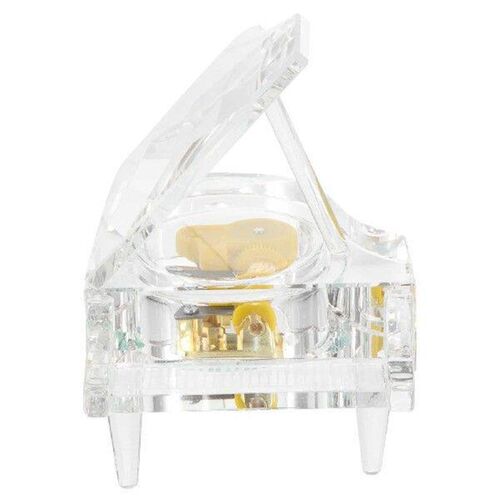 Transparent Crystal Piano Music Box White Desktop Decor