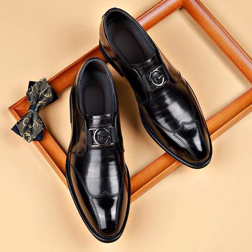 2025 Mens Business Leather Shoes One-slip Lazy Shoes Soft L