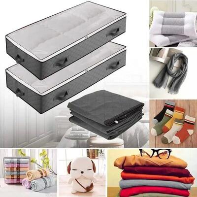 1pc Grey Underbed Storage Box Transparent Clothing Sorting U
