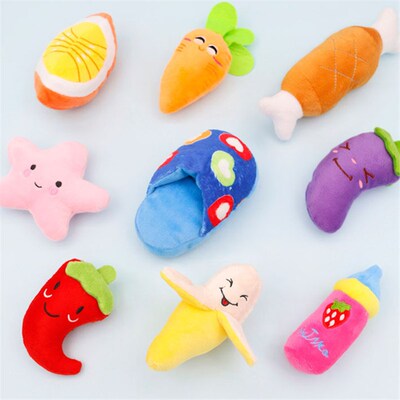 Fruit 2 Chew Play Toys Cute Pet Squeaky Puppy Chew Squeaker
