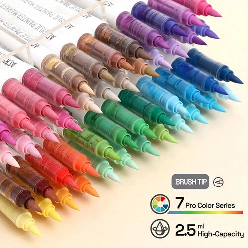 Automatic Ink Control Acrylic Paint Markers, 9 pcs Brush Tip