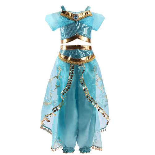 Girls Jasmine Dress Arabian Princess Costume Kids Birthday P