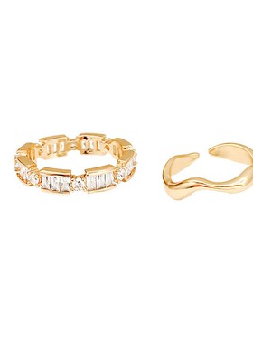 New Exquisite Zircon Ring Womens Two-Piece Light Luxury Nic