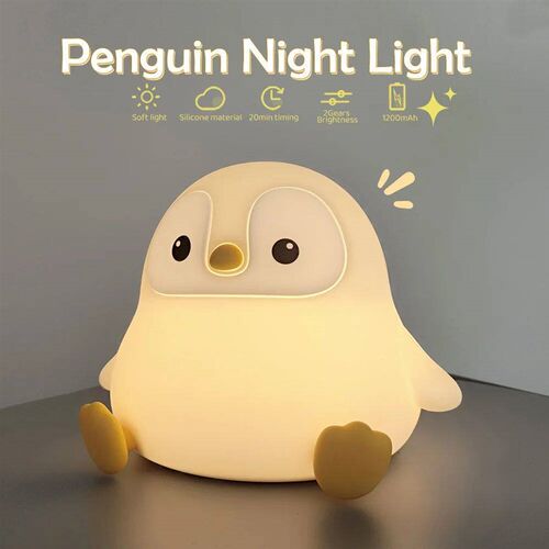 Cute Silicone Penguin Night Light Rechargeable Timing Sea Ot