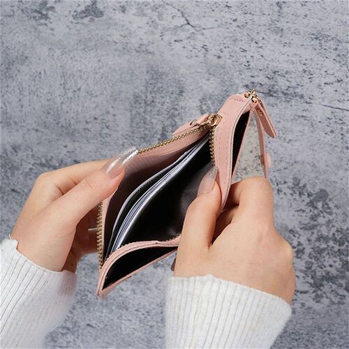Wallet new button wallet female solid color wallet thin ladi