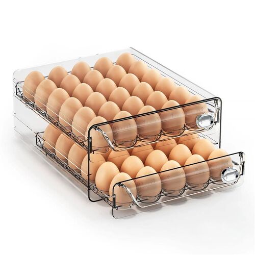 Egg Holder for Refrigerator Drawer Organizer with Time Scale