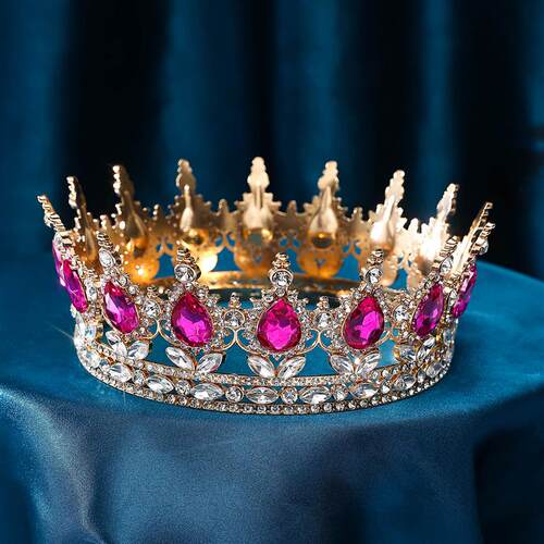 Bridal European Princess Tiara Round Baroque Pageant Crowns