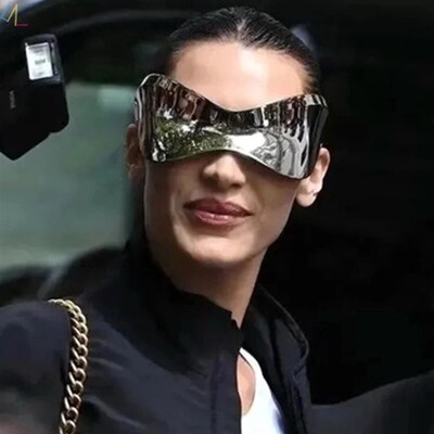 Futuristic Sunglasses for Women Men Silver Mask Sun Glasses