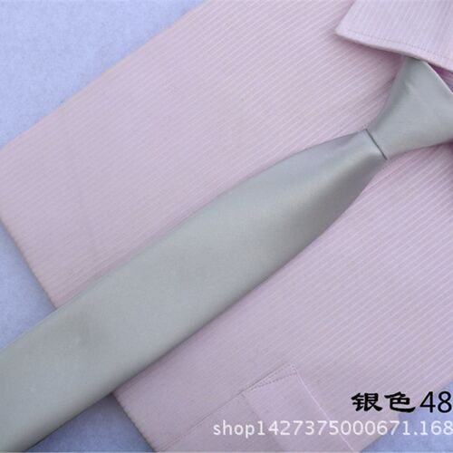 Narrow 5cm Tie for Men Solid Color Lazy Zipper Tie Groom Wed