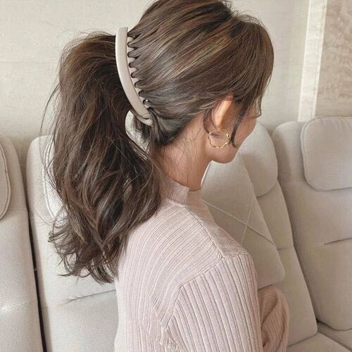 Simple Style Claw Clip Frosted Color One-word Clip Banana ta