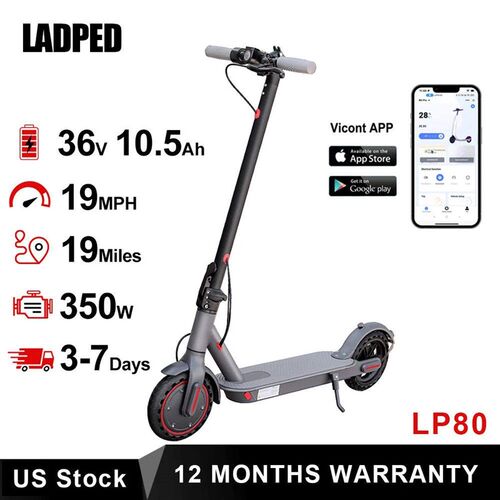 LADPED Electric Scooter 350W 19mph APP Smart Scooter Shock-a