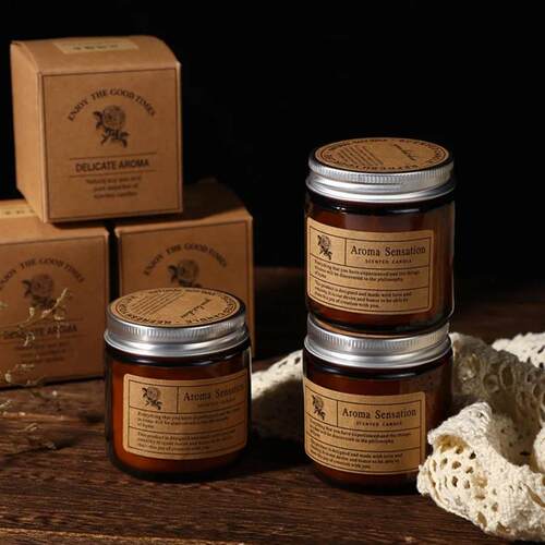 1pc Brown Glass Cup Aromatherapy Candle Smokeless scented ca