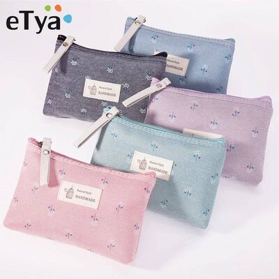 eTya Fashion  Cosmetic Bag Women Floral Zipper Small Makeup