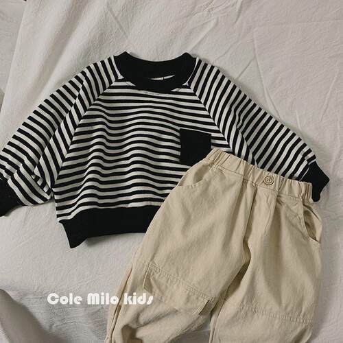 Spring Autumn Stripe Long Sleeves Sweatshirt Kids Boys Loos