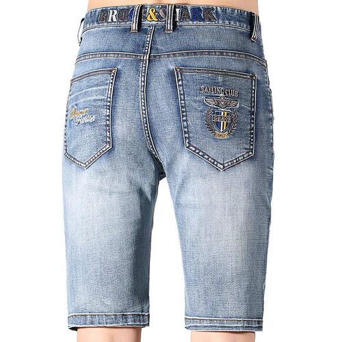 New Straight Denim Shorts Men Knee Length Business Bruce&Sha