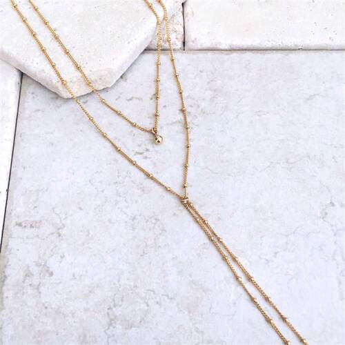 Simple Womens Bead Chain Clavicle Chain Bell Pendant Neckla