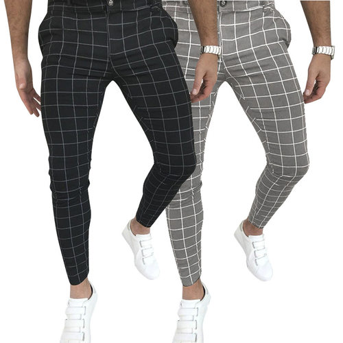 Mens leisure trousers autumn European code lattice pants la