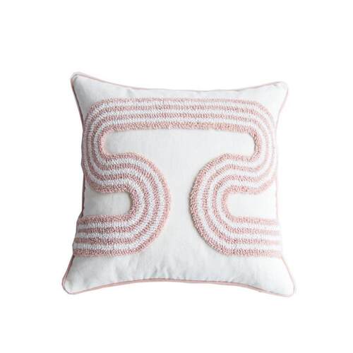 Pink Cushion Cover 45x45cm Boho Pillow Case White Tufted Cot