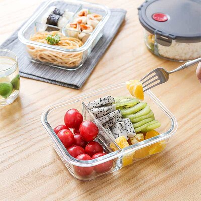 Heat-resistant glass fresh-keeping box set with lid glass fr