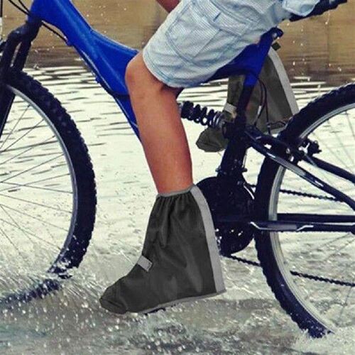 New Rain Boot Shoe Cover Black Waterproof With Reflector