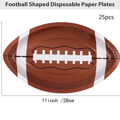 25pcs super bowl football paper plate oval food tray potato