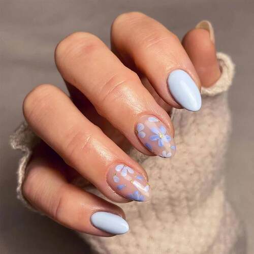 24pcs short oval nails, press-on nails, removable and reusab