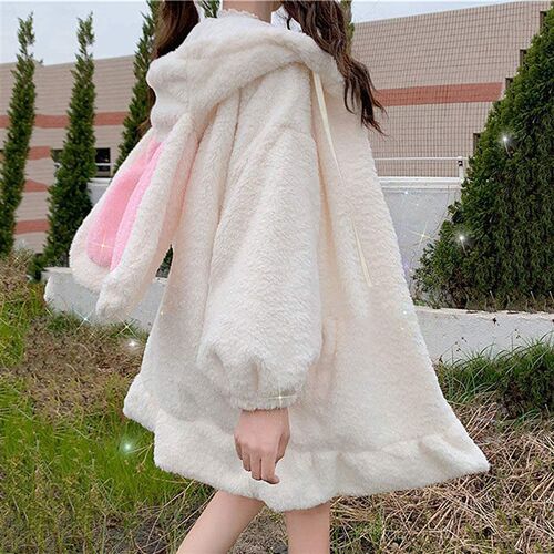 Womens Casual Fashion Solid Color Loose Cute Girl Bunny Jac